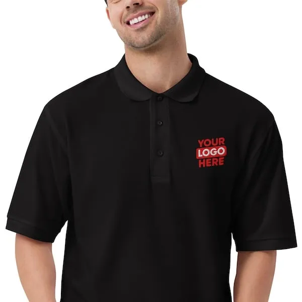 Happy man wearing a corporate polo shirt that has been embroidered with a company logo to represent products available in Dallas and the surrounding the Big D.
